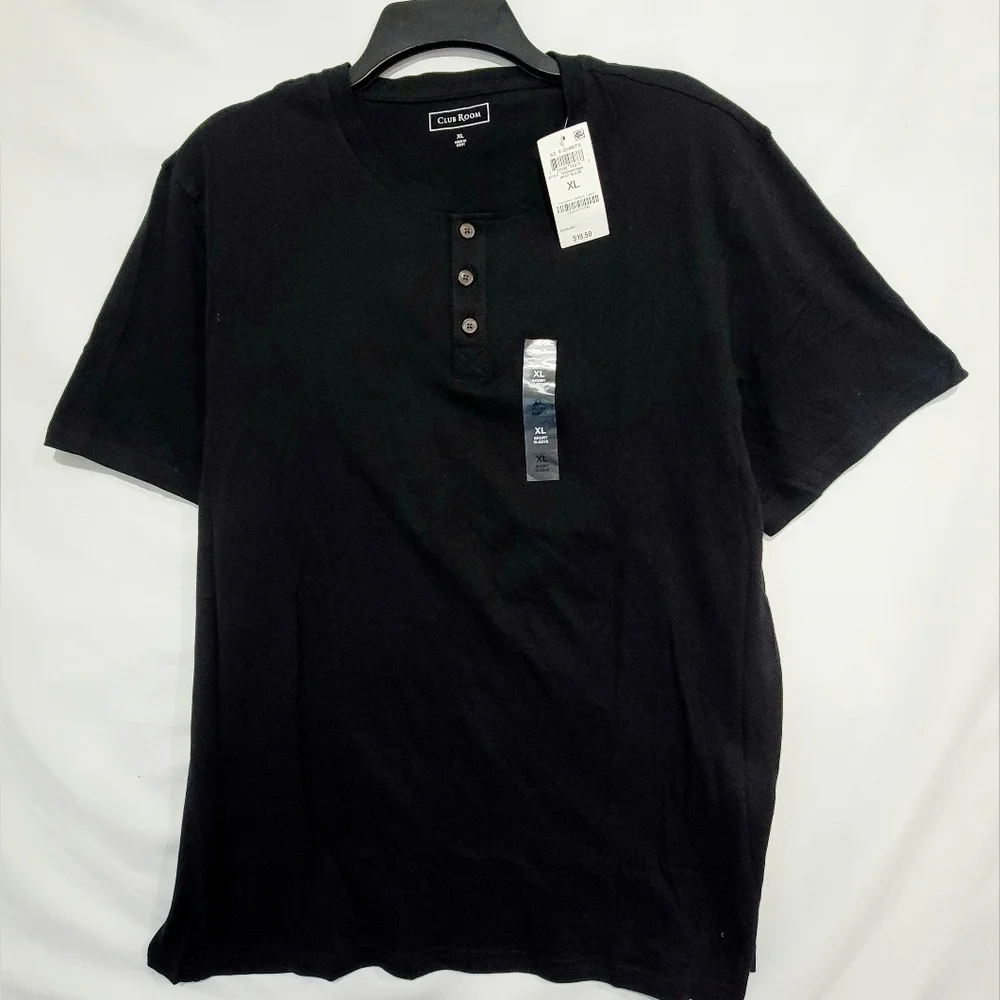 Set of 2 T-Shirts CLUB ROOM Men's Solid Henley - Picture 2 of 9